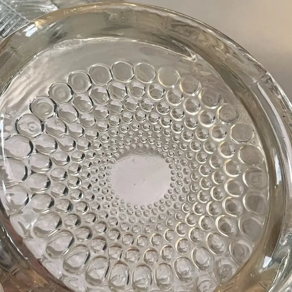 Clear Glass Fern Feather Ribbed Basket 14